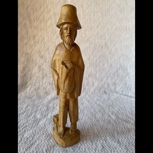 Ecuador Vintage Wood Carving of Man Folk Art